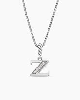 Pavé Initial Pendant Necklace in Sterling Silver with Diamond Z